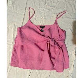 Topshop Front Tie Tank in Pink